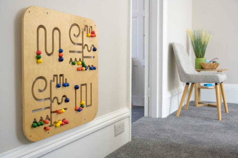Waiting room sensory wall panel children's therapy clinic